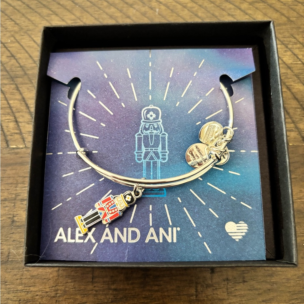 Alex and Ani Nutcracker Charm Bangle Bracelet Silver Tone Holiday